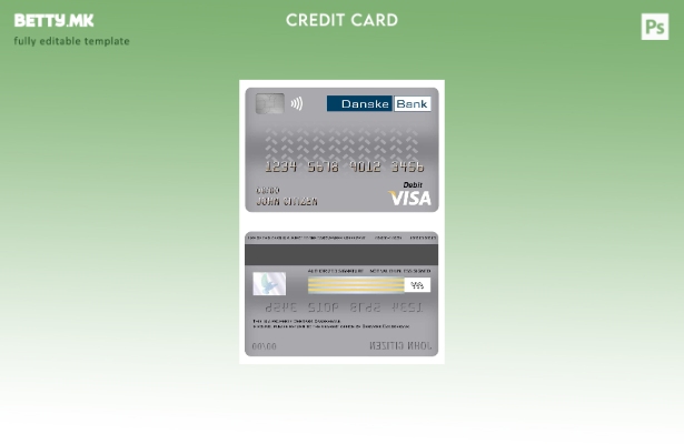 Модерен стил Данска Данска Danskebank виза дебитна картичка шаблон